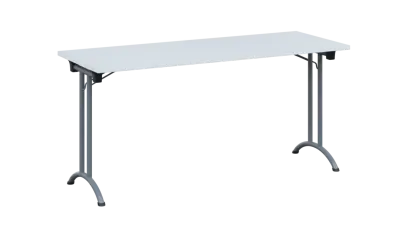 SLA 160 lak skládací jednací stůl 1600x600, deska 25 mm, podnož stříbrný lak, deska bílá